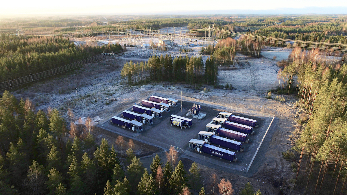 Neoen's Yllikkälä battery warehouse in Lappeenranta photographed from the air.