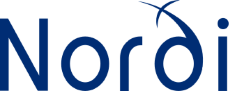 Logo with the text Nordi in dark blue.