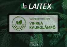 Logo Laitex Flow must go on. Logo Hiilineutraali huominen. Valintamme on vihreä kaukolämpö.