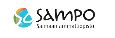 Logo, jossa värikäs kuvi ja teksti Sampo Saimaan ammattiopisto.